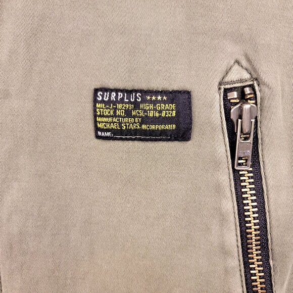 Michael Stars Small Olive Green Cotton Blend Military Shirt Jacket Zip Utility - Picture 7 of 13